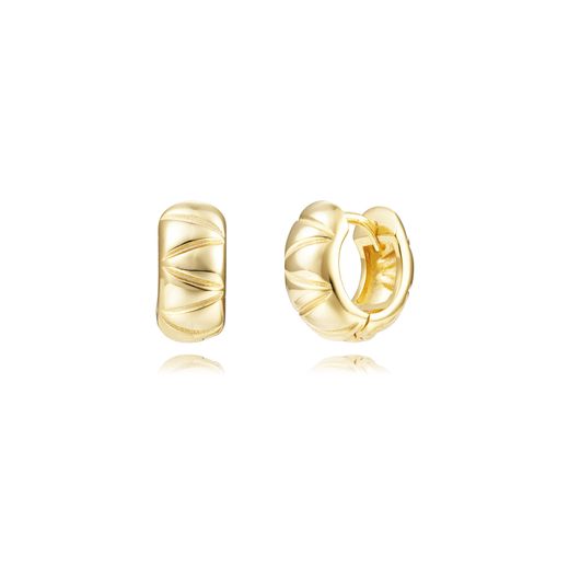 Pendientes Plata Dorada Mujer 12mm PEL1267DO12 Aro C. Rayas En Brillo