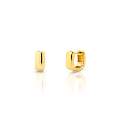 Pendientes Plata Dorada Mujer 12mm PEL1295DO12 Aro Rectangular En Brillo