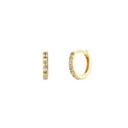 Pendientes Plata Dorada Mujer 12mm PEZ1159DOVA12 Aro Circonitas Multicolor