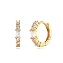 Pendientes Plata Dorada Mujer 12mm PEZ1346DO Aro Circonitas