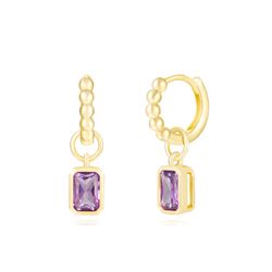 Pendientes Plata Dorada Mujer 12mm PEZ1487DO Aro Colgante Circonita