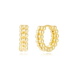 Pendientes Plata Dorada Mujer 13mm PEL1253DOXX13 Aro Bolitas En Brillo