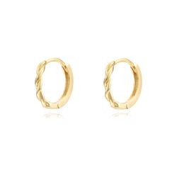 Pendientes Plata Dorada Mujer 13,5mm PEL1045DO Aro Trenzado En Brillo