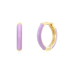 Pendientes Plata Dorada Mujer 13mm PEL1100DOEL Aro Enamel Lila