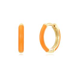 Pendientes Plata Dorada Mujer 13mm PEL1100DOEO Aro Enamel Naranja