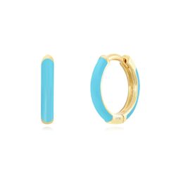 Pendientes Plata Dorada Mujer 13mm PEL1100DOET Aro Enamel Turquesa