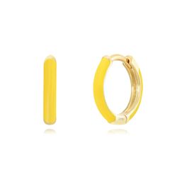 Pendientes Plata Dorada Mujer 13mm PEL1100DOEY Aro Enamel Amarillo