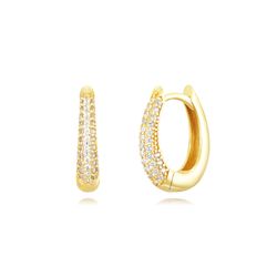 Pendientes Plata Dorada Mujer 13mm PEZ1419DO Aro Circonitas