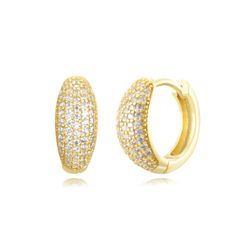 Pendientes Plata Dorada Mujer 13mm PEZ1473DO Aro Circonitas