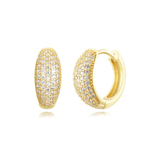 Pendientes Plata Dorada Mujer 13mm PEZ1473DO Aro Circonitas