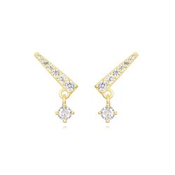 Pendientes Plata Dorada Mujer 13mm PEZ1474DO Circonitas