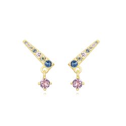 Pendientes Plata Dorada Mujer 13mm PEZ1474DOVA Circonitas Multicolor