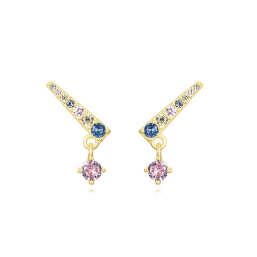 Pendientes Plata Dorada Mujer 13mm PEZ1474DOVA Circonitas Multicolor
