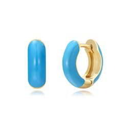 Pendientes Plata Dorada Mujer 14mm PEL1135DOET Aro Enamel Turquesa