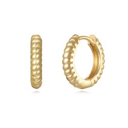 Pendientes Plata Dorada Mujer 14mm PEL1165DOXX14 Aro En Brillo