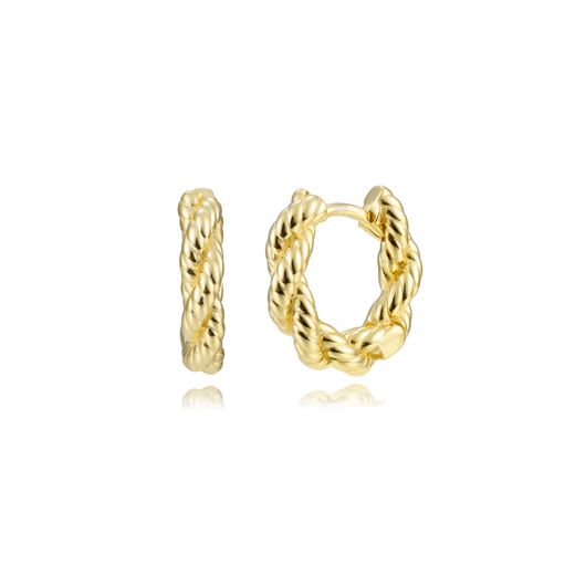 Pendientes Plata Dorada Mujer 14mm PEL1244DOXX14 Aro Trenzado En Brillo