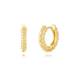 Pendientes Plata Dorada Mujer 14mm PEL1254DO Aro Engranaje En Brillo
