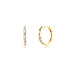 Pendientes Plata Dorada Mujer 14mm PEZ1159DOVA14 Aro Circonitas Multicolor