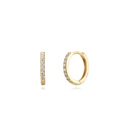 Pendientes Plata Dorada Mujer 14mm PEZ1343DOXX14 Aro Circonitas
