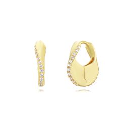 Pendientes Plata Dorada Mujer 14mm PEZ1470DO Aro Circonita