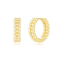 Pendientes Plata Dorada Mujer 15mm PEL1253DOXX15 Aro Bolitas En Brillo