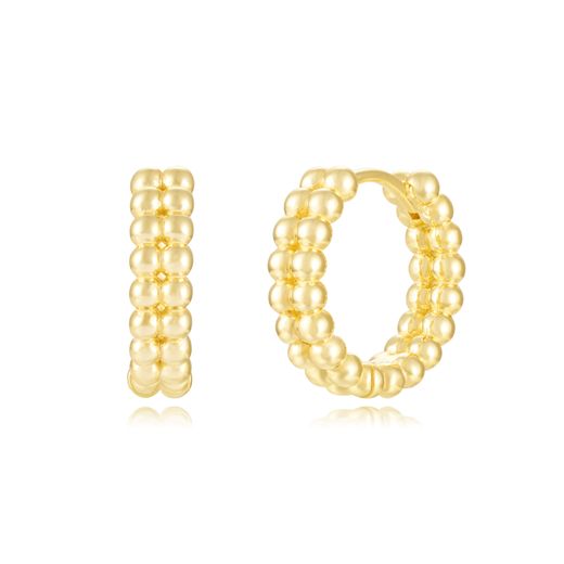 Pendientes Plata Dorada Mujer 15mm PEL1253DOXX15 Aro Bolitas En Brillo