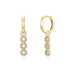 Pendientes Plata Dorada Mujer 15,5mm PEZ1369DO Aro Colgante Circonitas