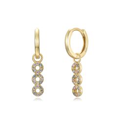Pendientes Plata Dorada Mujer 15,5mm PEZ1369DOVA Aro Colgante Circonitas Multicolor