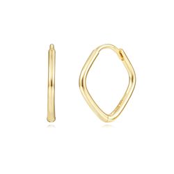 Pendientes Plata Dorada Mujer 15mm PEL1259DO15 Aro Rombo En Brillo