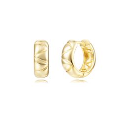 Pendientes Plata Dorada Mujer 15mm PEL1267DO15 Aro C. Rayas En Brillo