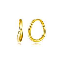 Pendientes Plata Dorada Mujer 15mm PEL1268DO Aro En Brillo
