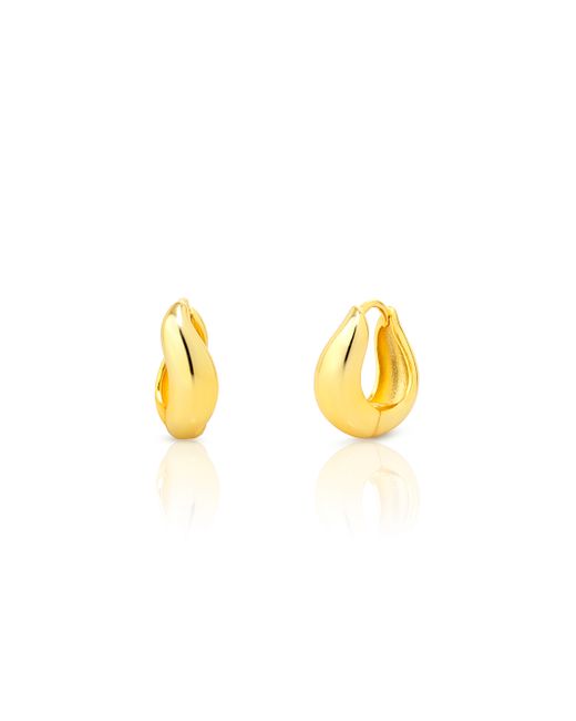 Pendientes Plata Dorada Mujer 15mm PEL1305DO15 Aro En Brillo