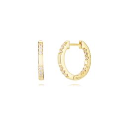 Pendientes Plata Dorada Mujer 15mm PEZ1495DO15 Aro Circonitas