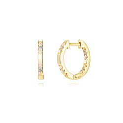 Pendientes Plata Dorada Mujer 15mm PEZ1495DOVA15 Aro Circonitas Multicolor