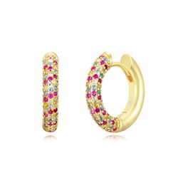 Pendientes Plata Dorada Mujer 16,5mm PEZ0776DOMT16 Aro Circonitas Multicolor