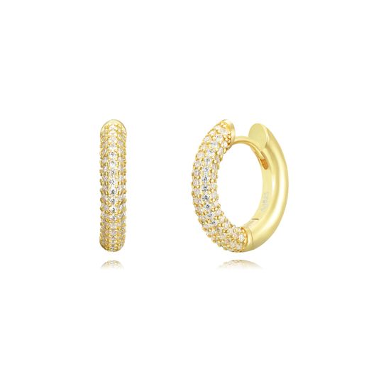 Pendientes Plata Dorada Mujer 16,5mm PEZ0776DOXX16 Aro Circonitas