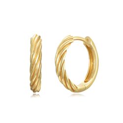 Pendientes Plata Dorada Mujer 16mm PEL1173DOXX16 Aro Surcos En Brillo