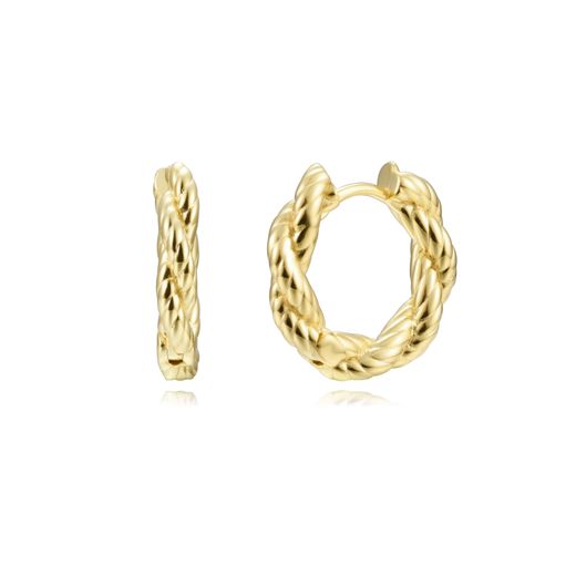 Pendientes Plata Dorada Mujer 16mm PEL1244DOXX16 Aro Trenzado En Brillo