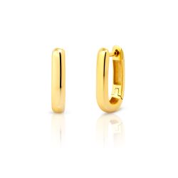 Pendientes Plata Dorada Mujer 16mm PEL1295DO16 Aro Rectangular En Brillo