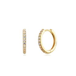 Pendientes Plata Dorada Mujer 16mm PEZ1343DOXX16 Aro Circonitas