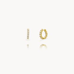 Pendientes Plata Dorada Mujer 17mm PPM0003DO17 Aro Circonitas