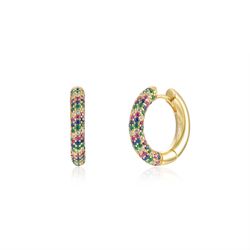 Pendientes Plata Dorada Mujer 18,5mm PEZ0776DOVA18 Aro Circonitas Multicolor