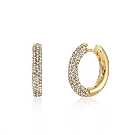 Pendientes Plata Dorada Mujer 18,5mm PEZ0776DOXX18 Aro Circonitas