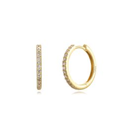 Pendientes Plata Dorada Mujer 18mm PEZ1343DOXX18 Aro Circonitas