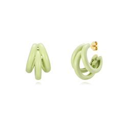 Pendientes Plata Dorada Mujer 18x15mm PEL1076DOME Medio Aro Enamel Menta