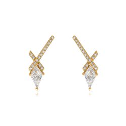 Pendientes Plata Dorada Mujer 19,5mm PEZ1374DO Cruz Circonitas
