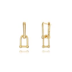 Pendientes Plata Dorada Mujer 20mm PEL1032DO Aro Colgante Cuadrado En Brillo
