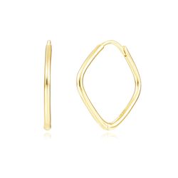 Pendientes Plata Dorada Mujer 20mm PEL1259DO20 Aro Rombo En Brillo