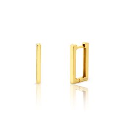 Pendientes Plata Dorada Mujer 20mm PEL1297DO Aro Rectangular En Brillo