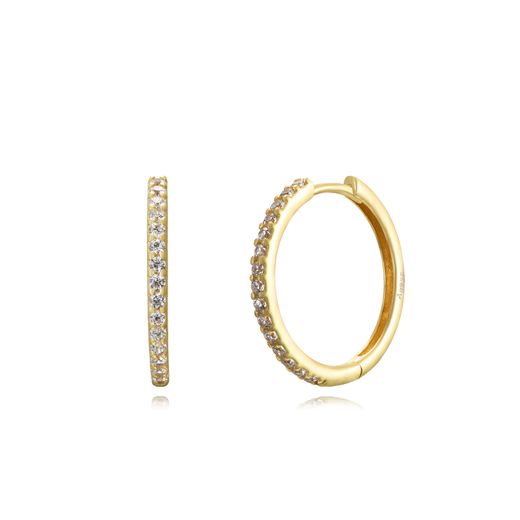 Pendientes Plata Dorada Mujer 20mm PEZ1343DOXX20 Aro Circonitas